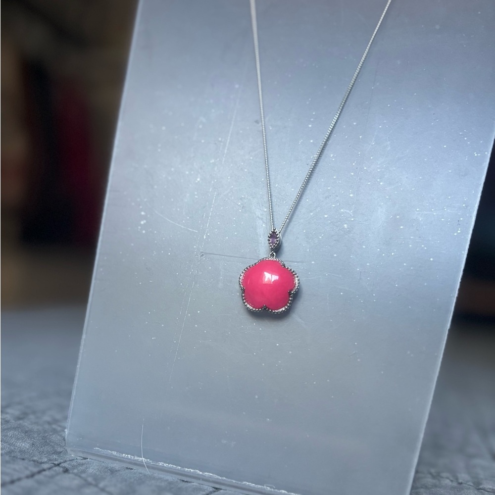 Pink jade necklace. - Picture 7 of 11